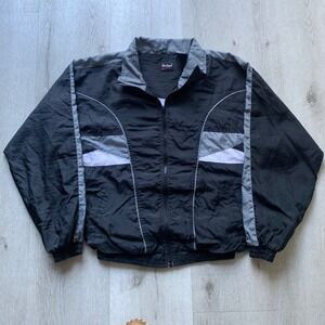 Vintage 90s MacGregor Black Men Nylon Windbreaker Track Jacket Full Zip Sz M